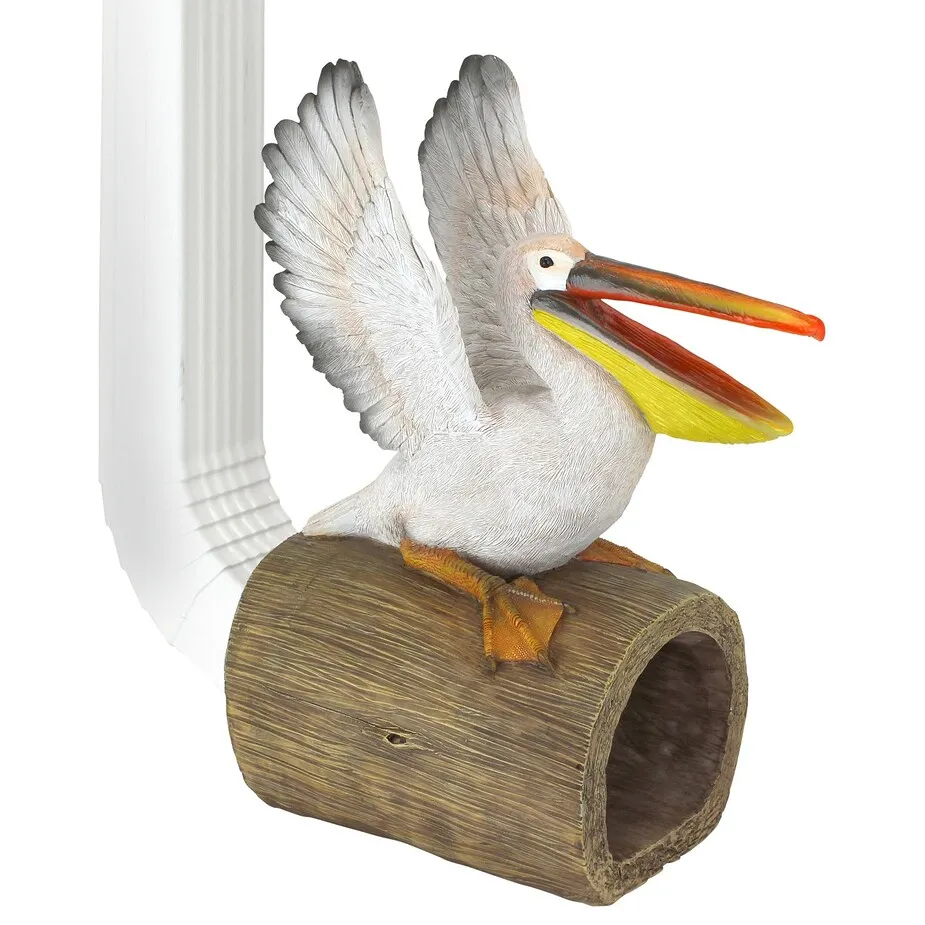 Splash the Pelican Gutter Guardian Downspout Statue