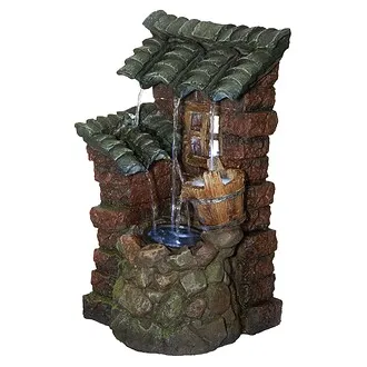 Cottage in the Forest Cascading Waterfall Illuminated Tabletop Fountain