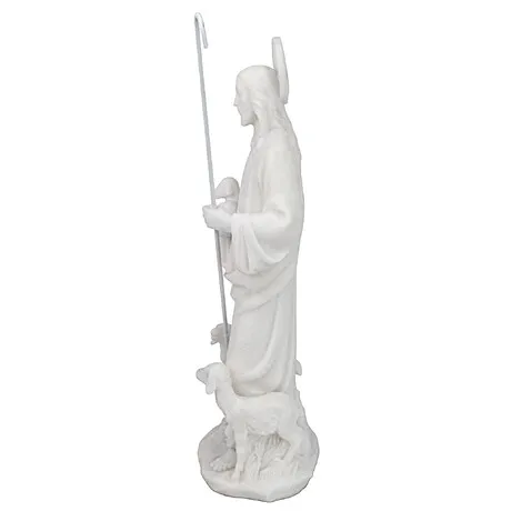 Jesus the Good Shepherd Marble Resin Statue: Desktop