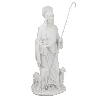 Jesus the Good Shepherd Marble Resin Statue: Desktop