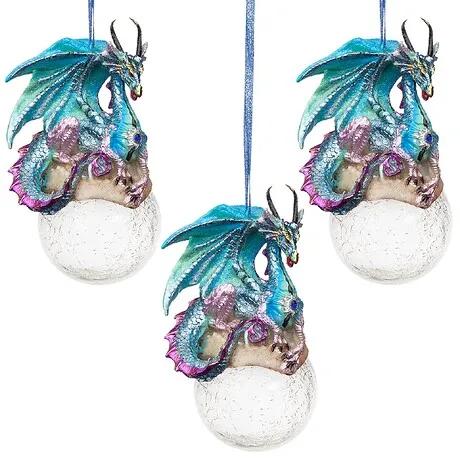 Frost the Gothic Dragon Holiday Ornament: Set of Three