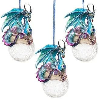 Frost the Gothic Dragon Holiday Ornament: Set of Three
