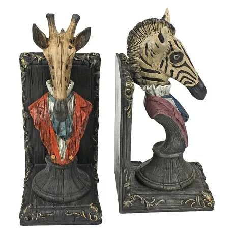 Serengeti Soiree Giraffe and Zebra Bookends