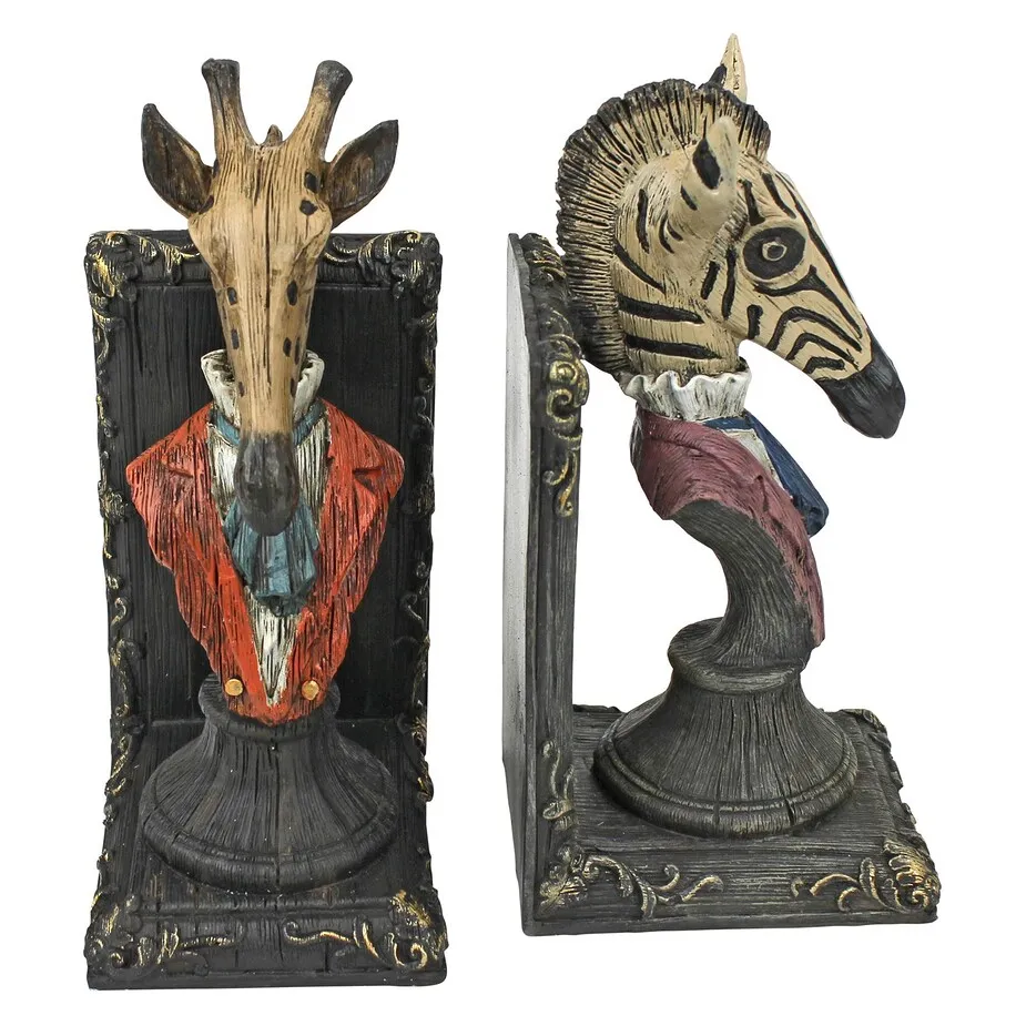 Serengeti Soiree Giraffe and Zebra Bookends