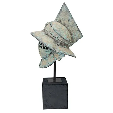 Ancient Roman Pompeii Gladiator Helmet Statue