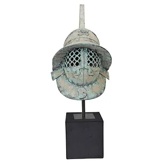 Ancient Roman Pompeii Gladiator Helmet Statue