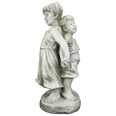 Back to Back Brother and Sister Garden Children Statue