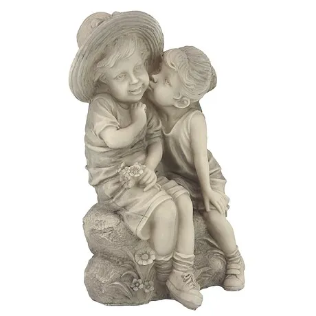 Kissing Kids Boy and Girl Garden Statue