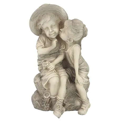 Kissing Kids Boy and Girl Garden Statue