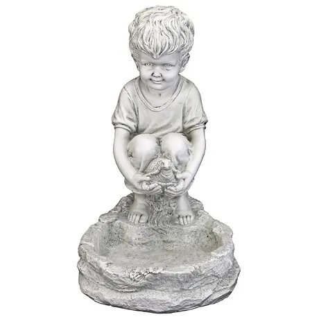 Tommy at the Turtle Pond Little Boy Birdbath Statue