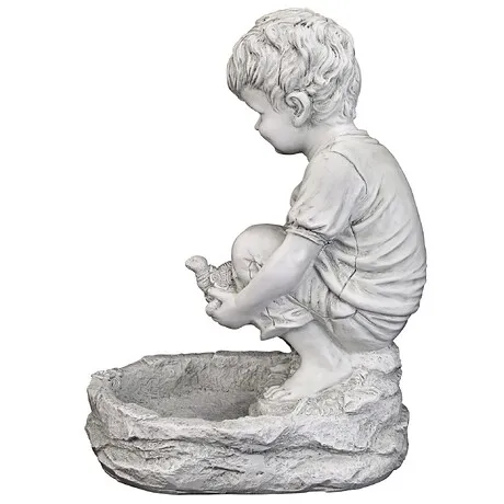 Tommy at the Turtle Pond Little Boy Birdbath Statue