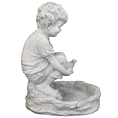 Tommy at the Turtle Pond Little Boy Birdbath Statue