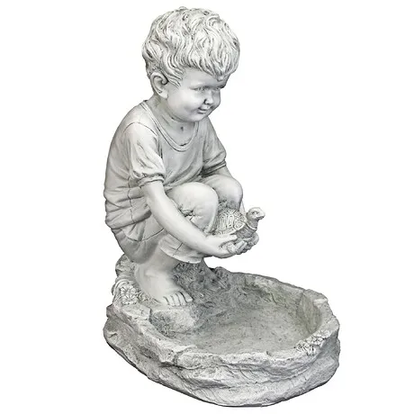Tommy at the Turtle Pond Little Boy Birdbath Statue