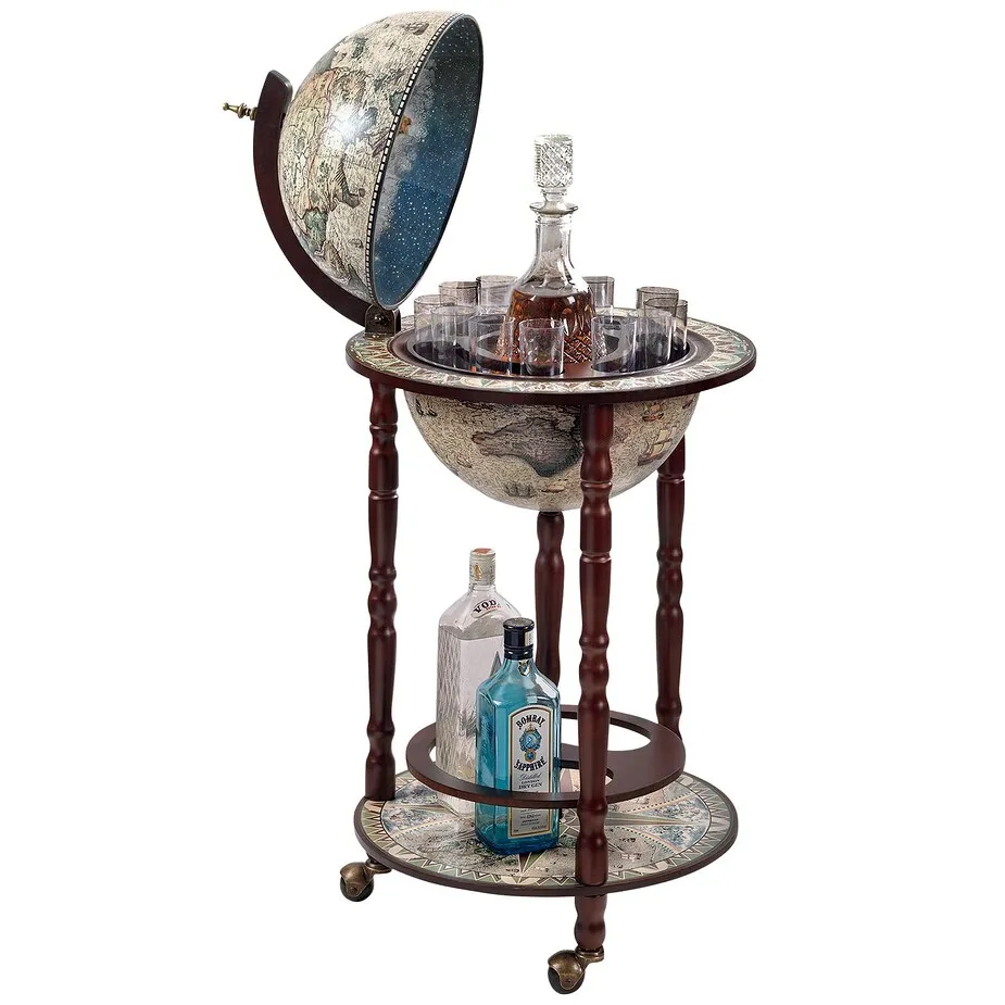 Sixteenth Century Crema Durata Replica Globe Bar Cabinet