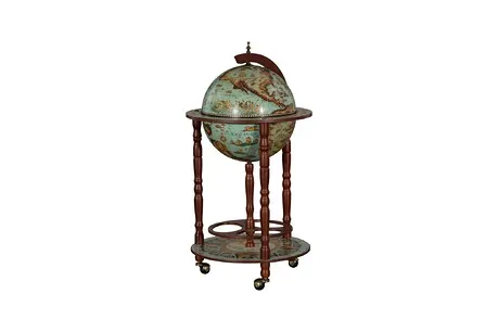 Sixteenth Century Cielo Blue Replica Globe Bar Cabinet