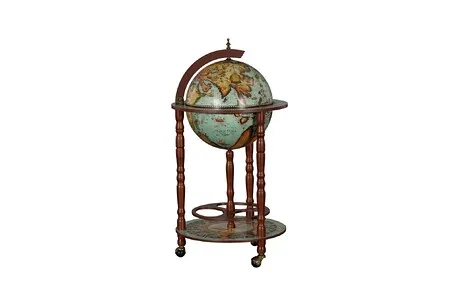 Sixteenth Century Cielo Blue Replica Globe Bar Cabinet