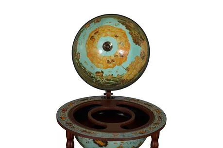 Sixteenth Century Cielo Blue Replica Globe Bar Cabinet