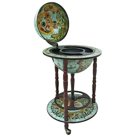 Sixteenth Century Cielo Blue Replica Globe Bar Cabinet