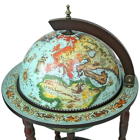 Sixteenth Century Cielo Blue Replica Globe Bar Cabinet