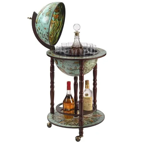 Sixteenth Century Cielo Blue Replica Globe Bar Cabinet
