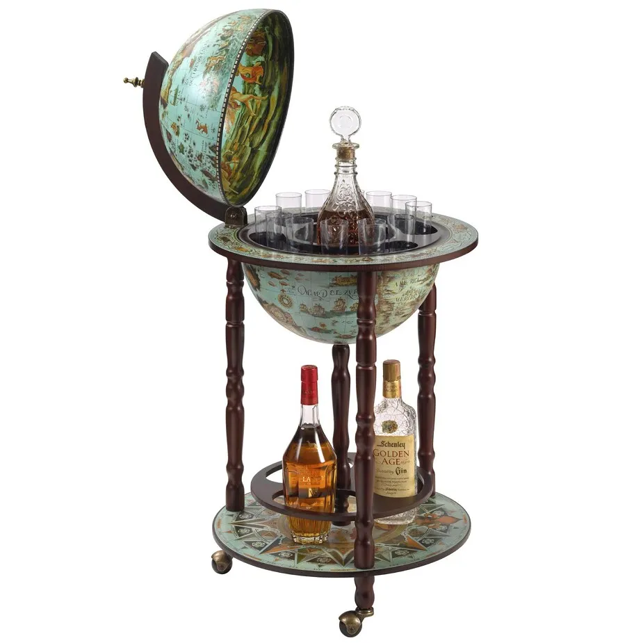 Sixteenth Century Cielo Blue Replica Globe Bar Cabinet