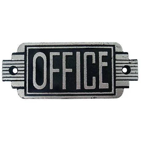 Streamlined Art Deco Cast Iron Office Door Sign