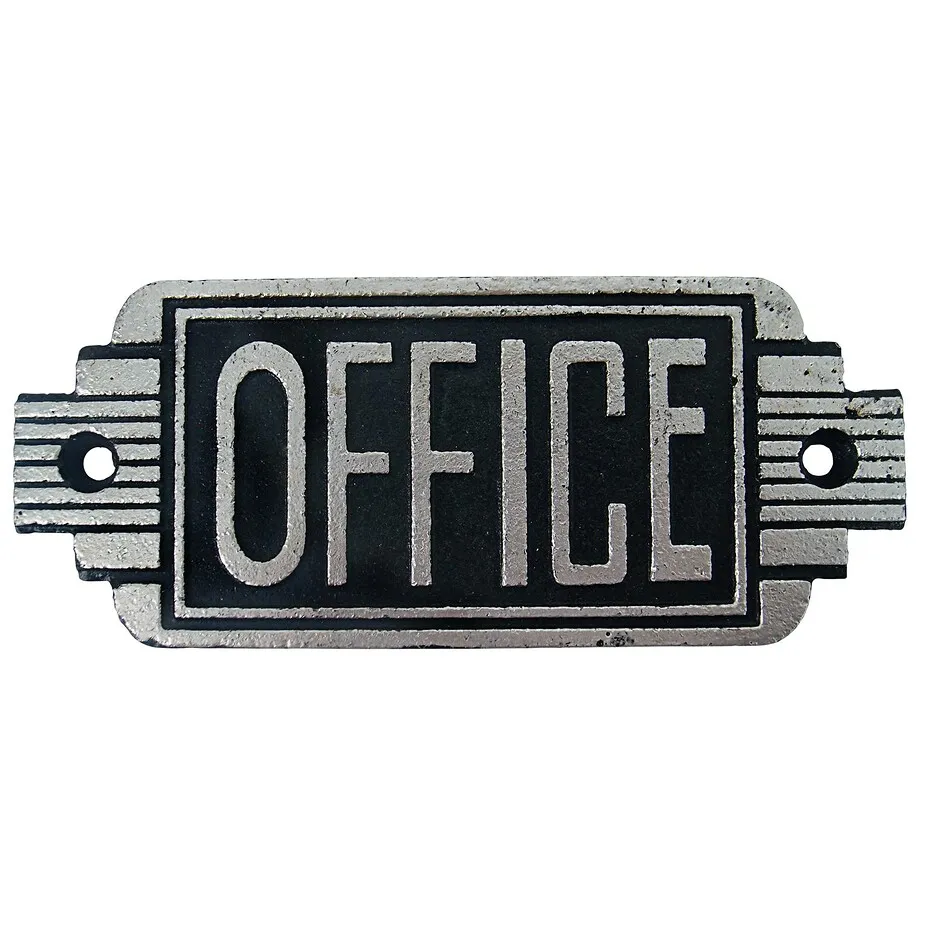 Streamlined Art Deco Cast Iron Office Door Sign