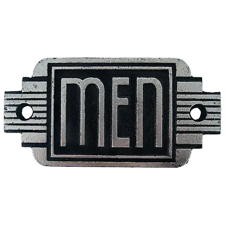 Streamlined Art Deco Cast Iron Men's Room Door Sign