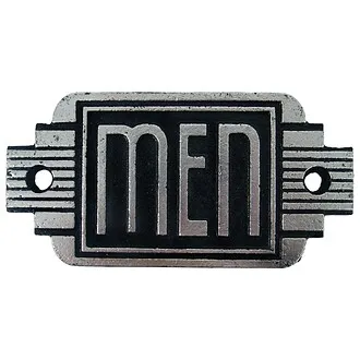 Streamlined Art Deco Cast Iron Men's Room Door Sign
