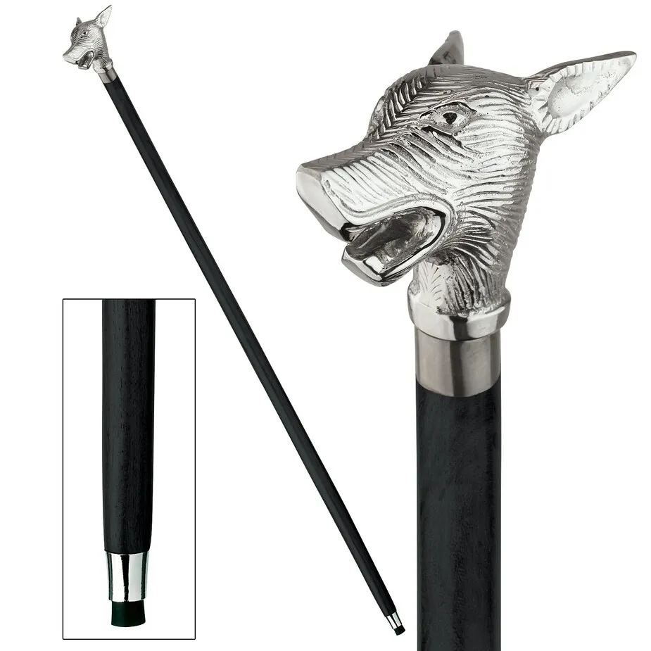 Howling Werewolf Solid Hardwood Walking Stick