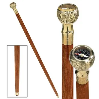 Empress Collection: Direct Path Compass Solid Hardwood Walking Stick