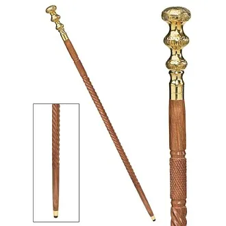 Empress Collection: Brass Capstick Solid Hardwood Walking Stick