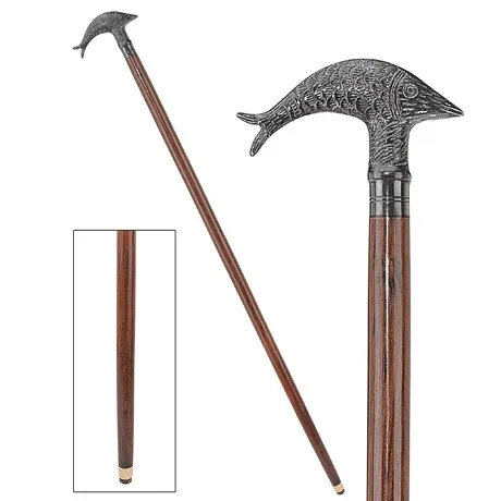 Dolphin Derby Handled Solid Hardwood Walking Stick