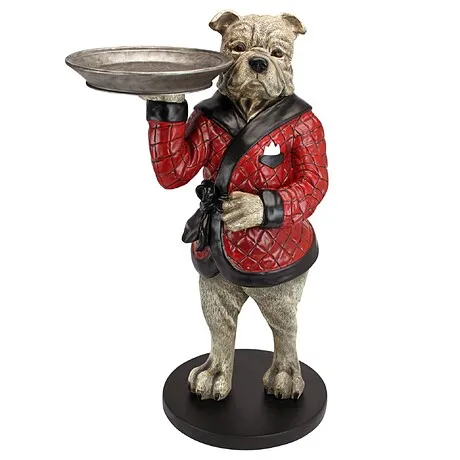 Rex the Bachelor Bulldog Butler Sculptural Pedestal Table