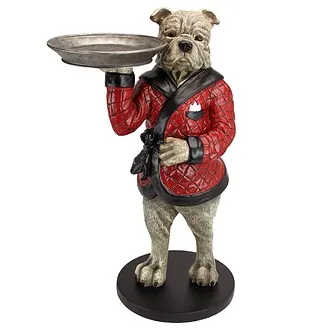 Rex the Bachelor Bulldog Butler Sculptural Pedestal Table