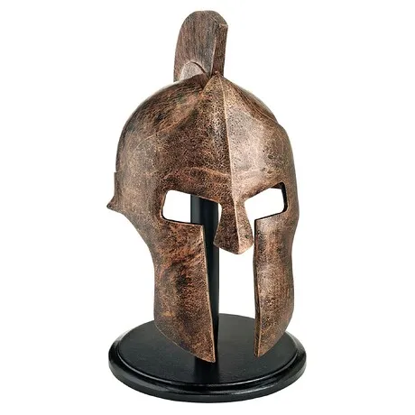 Greek Spartan Helmet Statue on Museum Mount