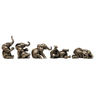 Five Playful Pachyderms Elephant Statue Set